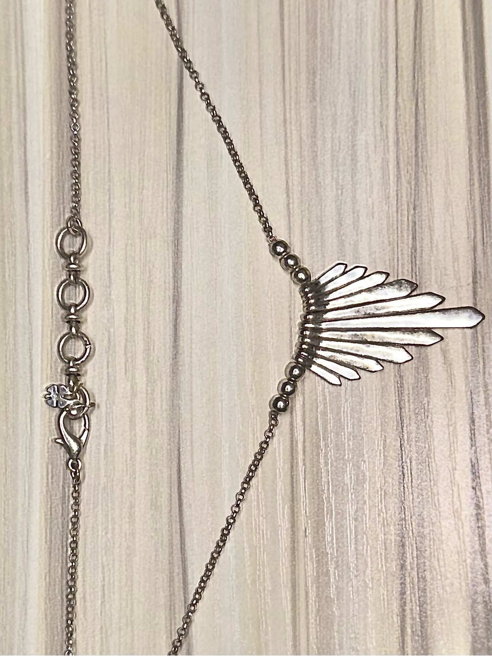 Lucky Brand Silver-Tone Fan Fringe Pendant Necklace